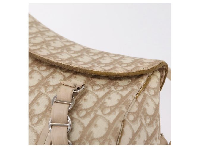 Christian Dior Trotter Canvas Romantic Hand Bag PVC Beige Silver - vista 21