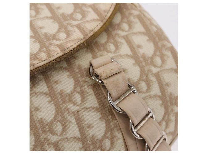 Christian Dior Trotter Canvas Romantic Hand Bag PVC Beige Silver - vista 22