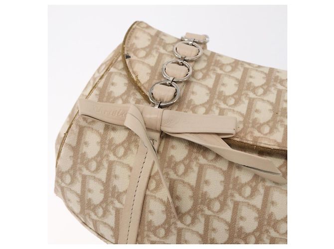 Christian Dior Trotter Canvas Romantic Hand Bag PVC Beige Silver - vista 23