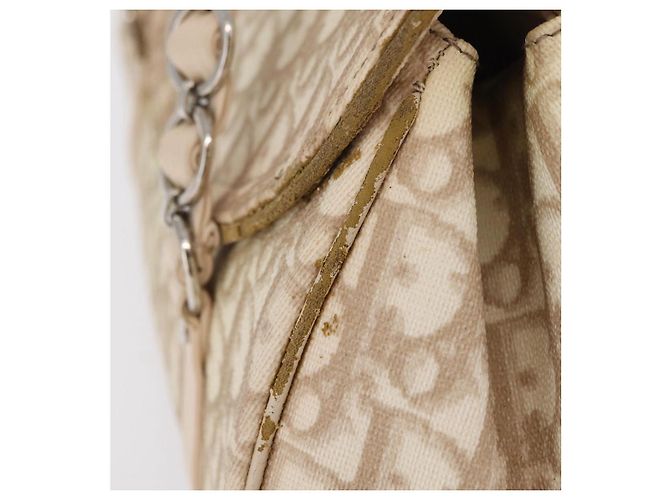 Christian Dior Trotter Canvas Romantic Hand Bag PVC Beige Silver - vista 5