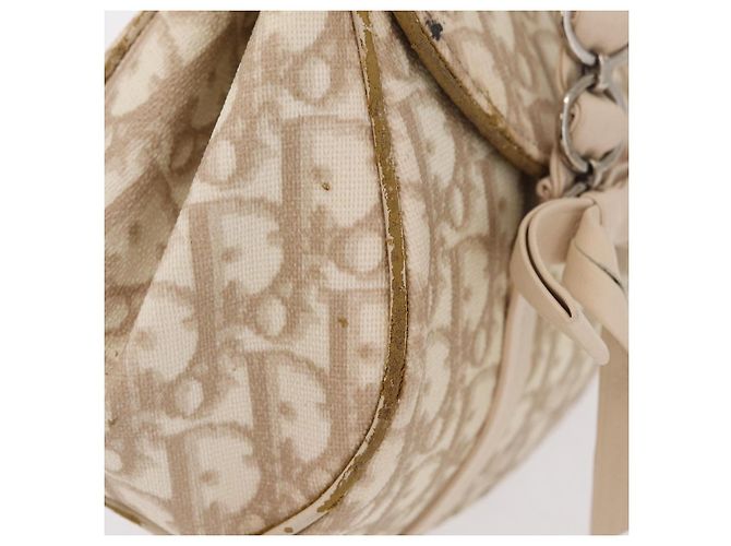 Christian Dior Trotter Canvas Romantic Hand Bag PVC Beige Silver - vista 6