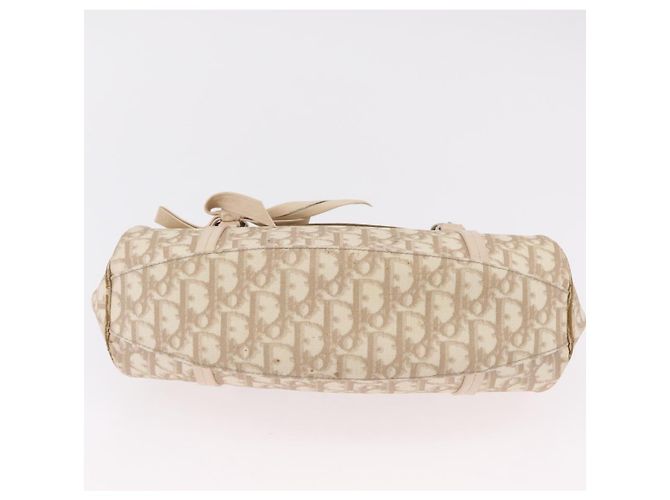 Christian Dior Trotter Canvas Romantic Hand Bag PVC Beige Silver - vista 7