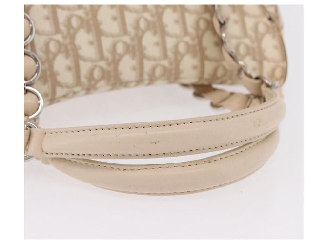 Christian Dior Trotter Canvas Romantic Hand Bag PVC Beige Silver - vista 8