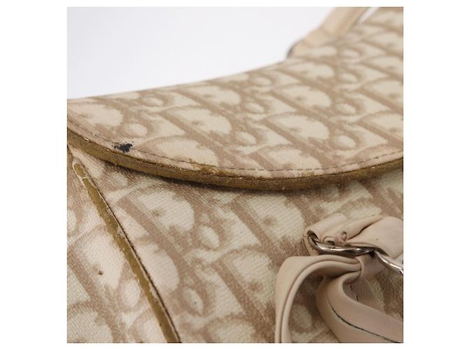 Christian Dior Trotter Canvas Romantic Hand Bag PVC Beige Silver - vista 9