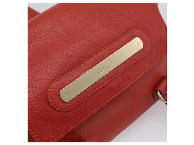 Chloé Chloe Tote Bag Leather Red Gold - vista 14