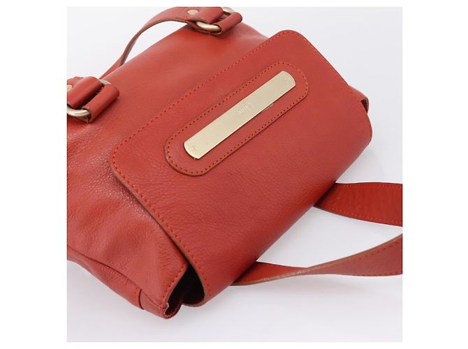Chloé Chloe Tote Bag Leather Red Gold - vista 6