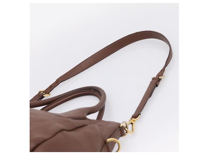 PRADA Hand Bag Vittero Dino Leather 2way Brown Gold - vista 16