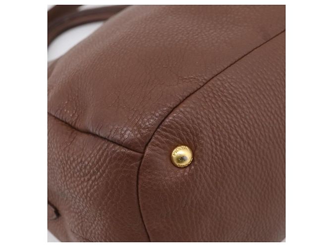 PRADA Hand Bag Vittero Dino Leather 2way Brown Gold - vista 18