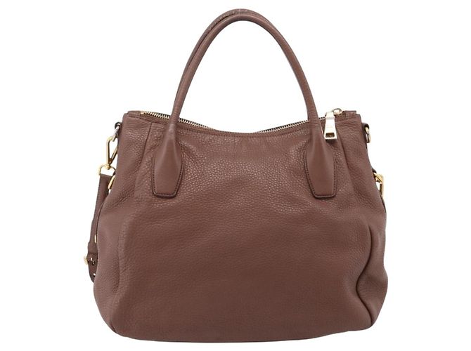 PRADA Hand Bag Vittero Dino Leather 2way Brown Gold - vista 2