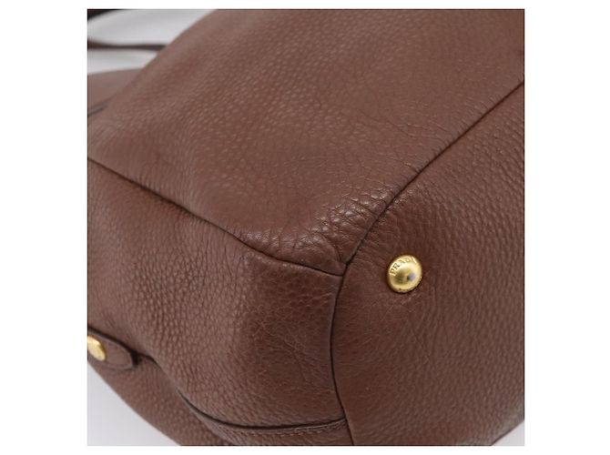 PRADA Hand Bag Vittero Dino Leather 2way Brown Gold - vista 20