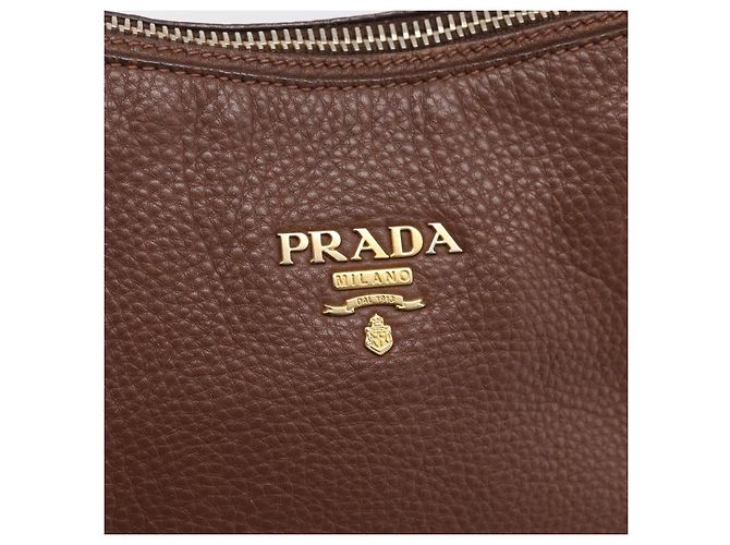 PRADA Hand Bag Vittero Dino Leather 2way Brown Gold - vista 21