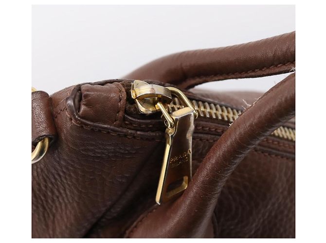 PRADA Hand Bag Vittero Dino Leather 2way Brown Gold - vista 22