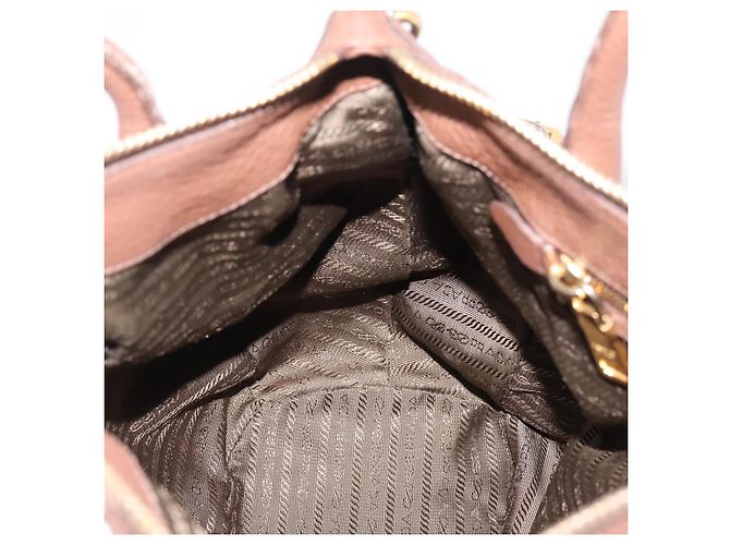 PRADA Hand Bag Vittero Dino Leather 2way Brown Gold - vista 24