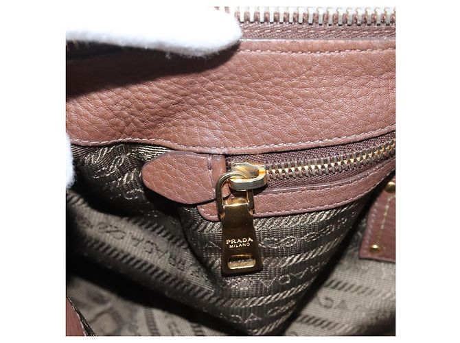 PRADA Hand Bag Vittero Dino Leather 2way Brown Gold - vista 26