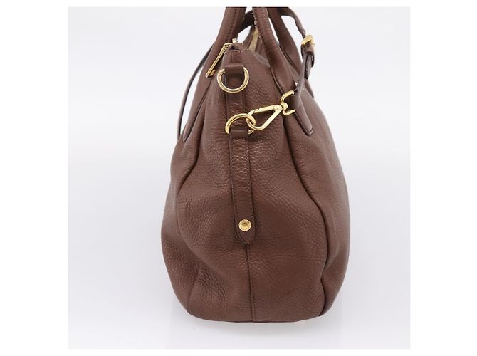 PRADA Hand Bag Vittero Dino Leather 2way Brown Gold - vista 3
