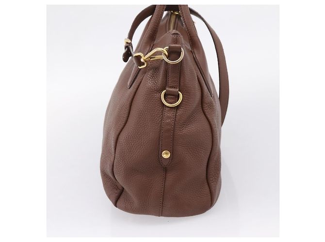 PRADA Hand Bag Vittero Dino Leather 2way Brown Gold - vista 4