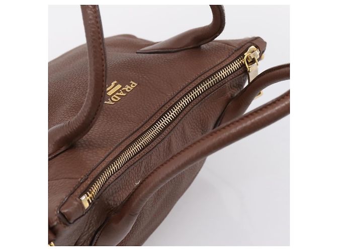 PRADA Hand Bag Vittero Dino Leather 2way Brown Gold - vista 6