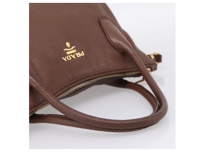 PRADA Hand Bag Vittero Dino Leather 2way Brown Gold - vista 7