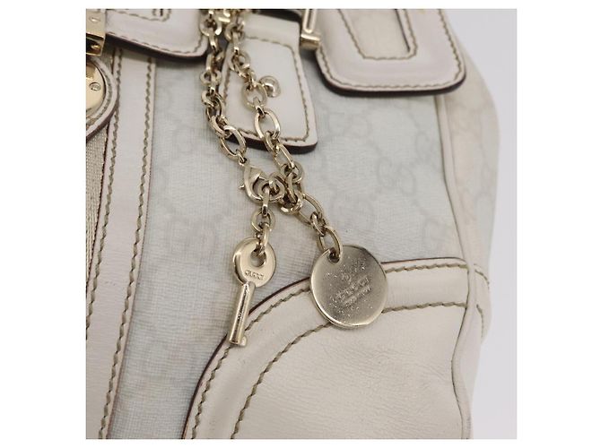 GUCCI GG Supreme Sherry Line Hand Bag PVC White Gold - vista 18