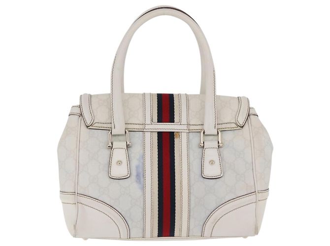 GUCCI GG Supreme Sherry Line Hand Bag PVC White Gold - vista 2