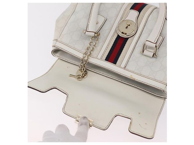 GUCCI GG Supreme Sherry Line Hand Bag PVC White Gold - vista 20