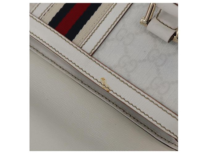 GUCCI GG Supreme Sherry Line Hand Bag PVC White Gold - vista 22