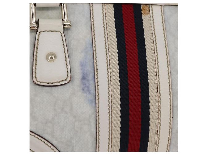 GUCCI GG Supreme Sherry Line Hand Bag PVC White Gold - vista 3