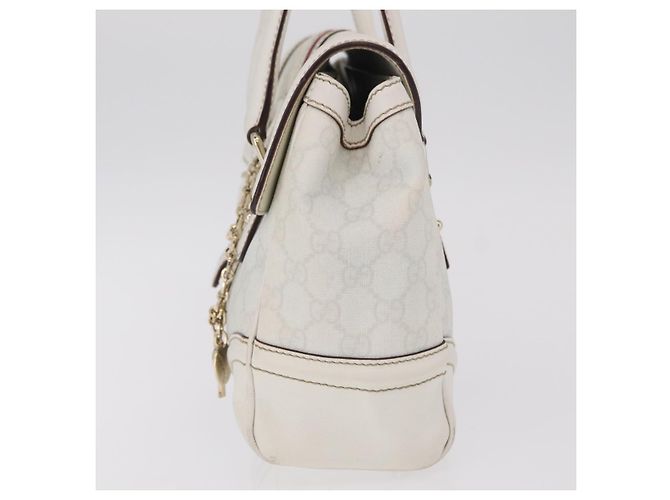 GUCCI GG Supreme Sherry Line Hand Bag PVC White Gold - vista 4