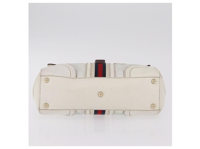 GUCCI GG Supreme Sherry Line Hand Bag PVC White Gold - vista 6