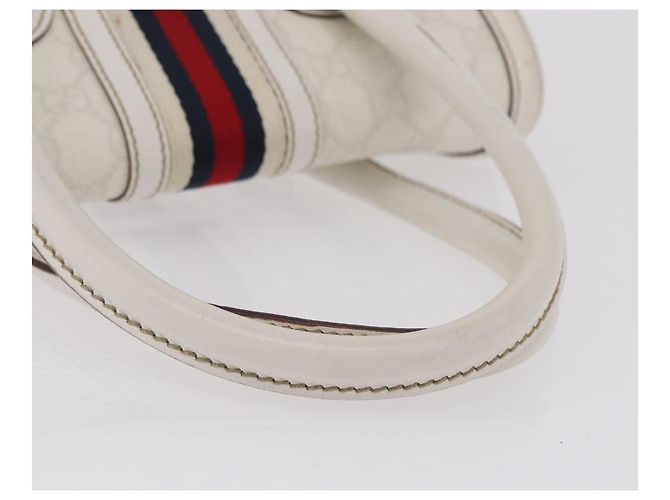 GUCCI GG Supreme Sherry Line Hand Bag PVC White Gold - vista 8
