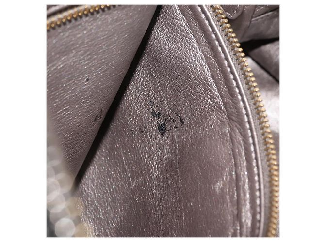 PRADA Hand Bag Leather Gray Gold - vista 10