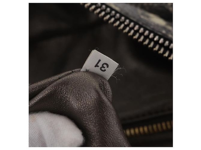 PRADA Hand Bag Leather Gray Gold - vista 11