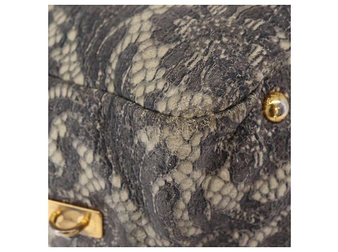 PRADA Hand Bag Leather Gray Gold - vista 14