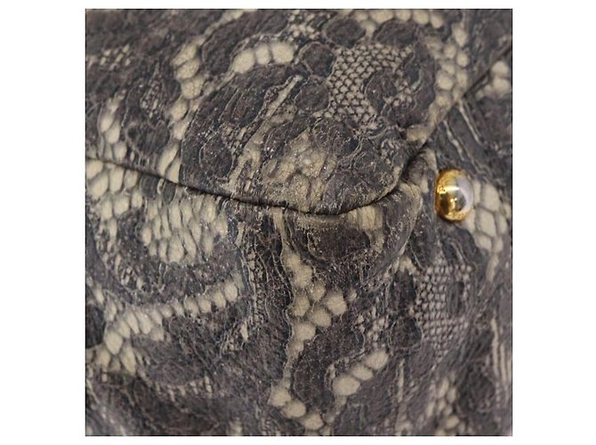PRADA Hand Bag Leather Gray Gold - vista 16