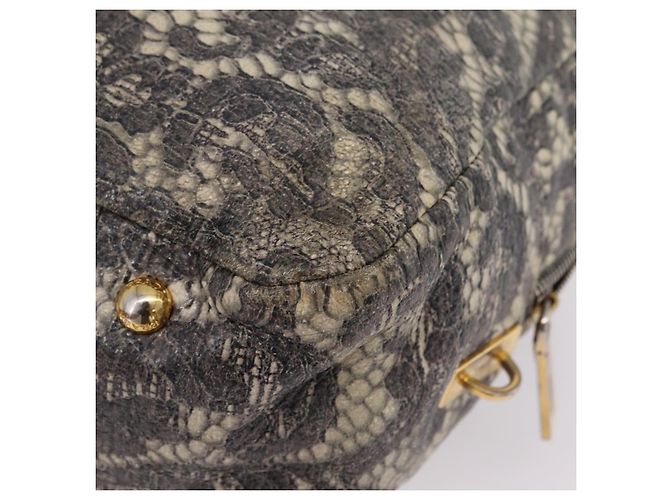 PRADA Hand Bag Leather Gray Gold - vista 17