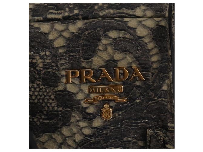 PRADA Hand Bag Leather Gray Gold - vista 20