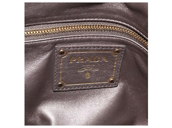 PRADA Hand Bag Leather Gray Gold - vista 22