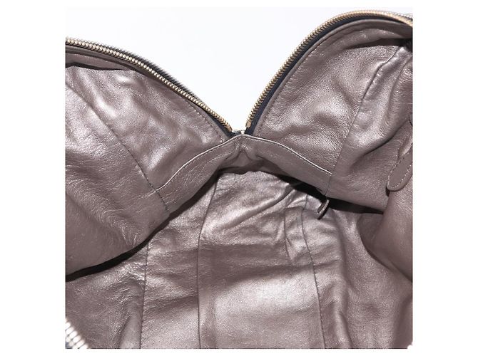 PRADA Hand Bag Leather Gray Gold - vista 24