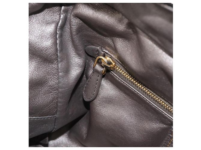 PRADA Hand Bag Leather Gray Gold - vista 25