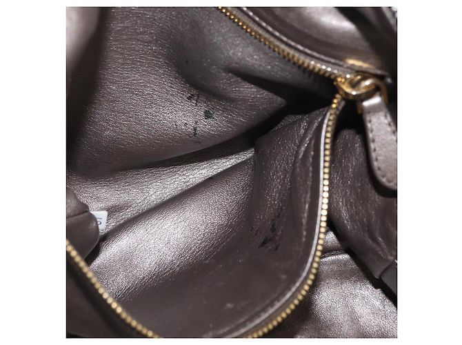 PRADA Hand Bag Leather Gray Gold - vista 26