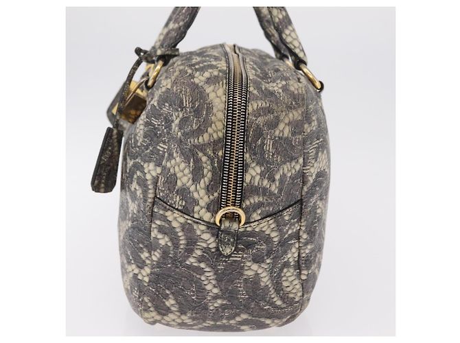 PRADA Hand Bag Leather Gray Gold - vista 3