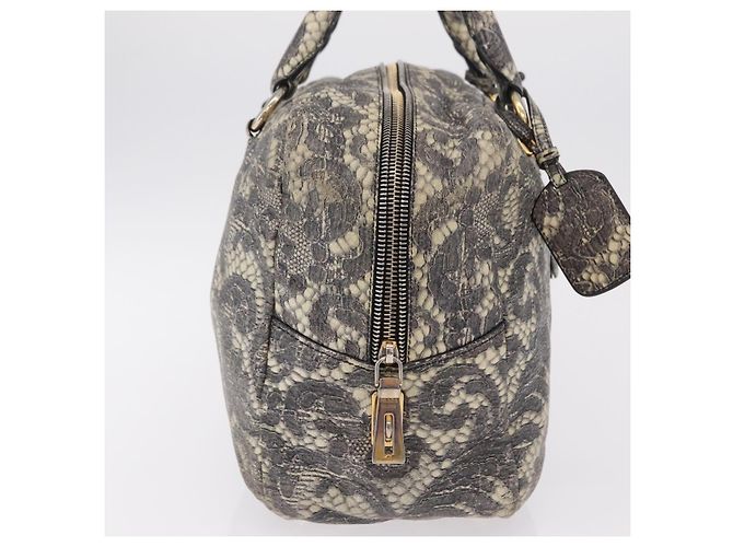 PRADA Hand Bag Leather Gray Gold - vista 4