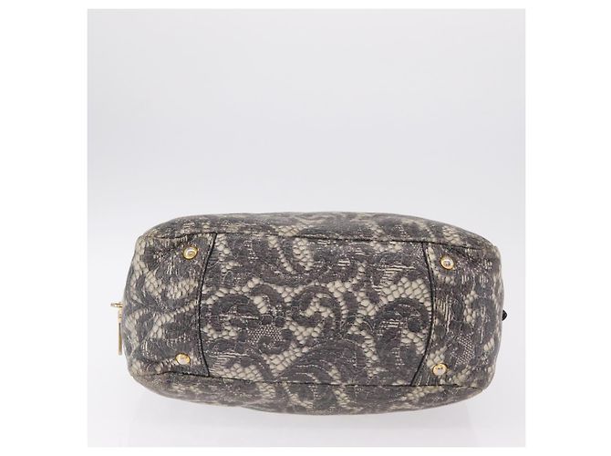 PRADA Hand Bag Leather Gray Gold - vista 5