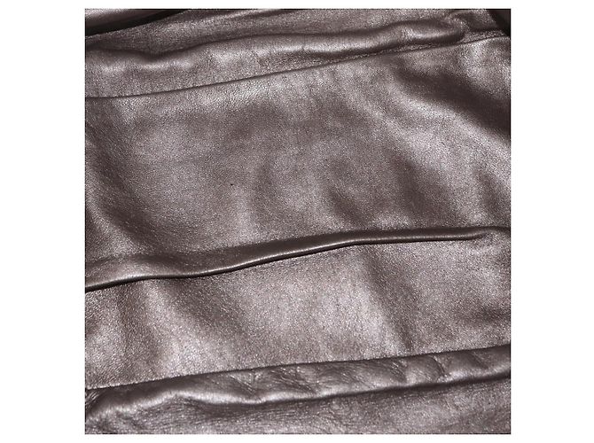 PRADA Hand Bag Leather Gray Gold - vista 9
