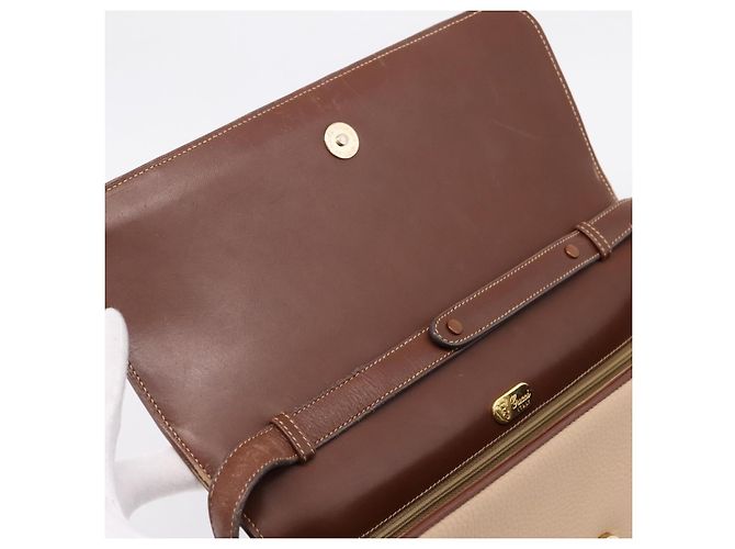 GUCCI Hand Bag Leather Beige Gold - vista 10