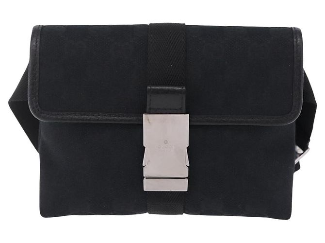 GUCCI GG Canvas Waist Bag Black Silver 131236 - vista 2