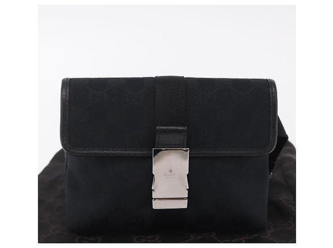 GUCCI GG Canvas Waist Bag Black Silver 131236 - vista 27