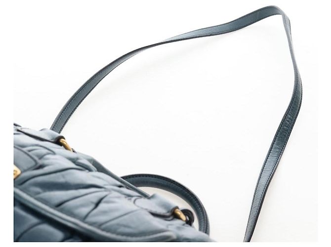 Miu Miu Matelasse Hand Bag Leather 2way Blue Gold - vista 15