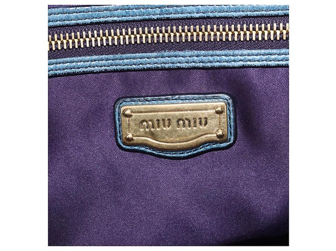 Miu Miu Matelasse Hand Bag Leather 2way Blue Gold - vista 26