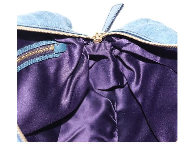 Miu Miu Matelasse Hand Bag Leather 2way Blue Gold - vista 27